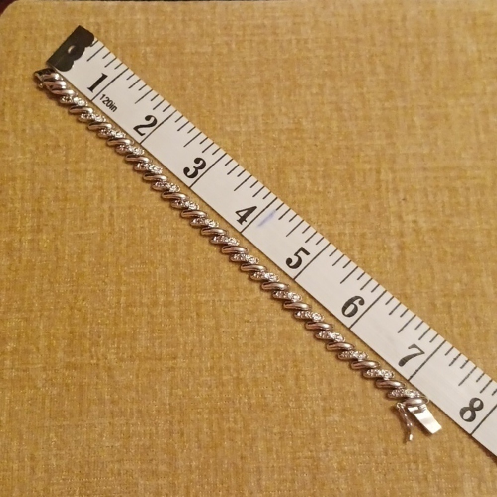 925 Silver Rhinestone Bracelet - Picture 4 of 8